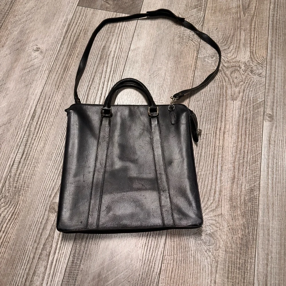 Vintage Valigeria Mascetti Italian leather black briefcase travel bag portfolio